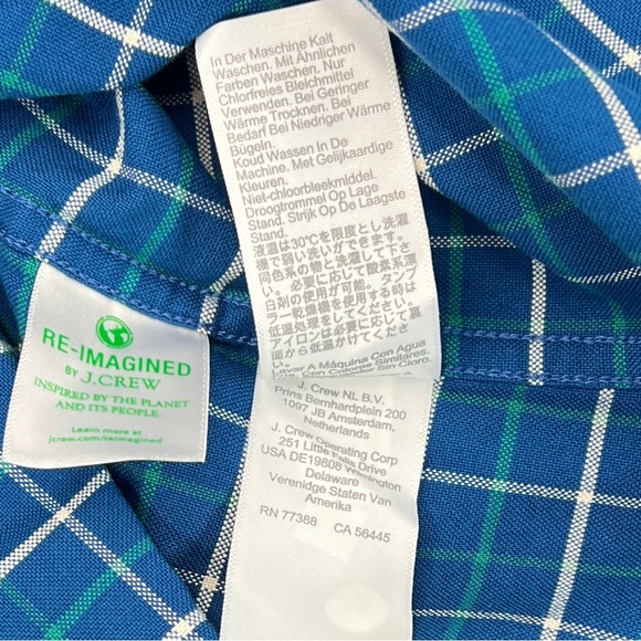 Chemise Homme J.Crew Flex Oxford - Taille XS, Couleur Vert/blanc - Col Boutonné, Manches Longues - Occasion Très Bon état
